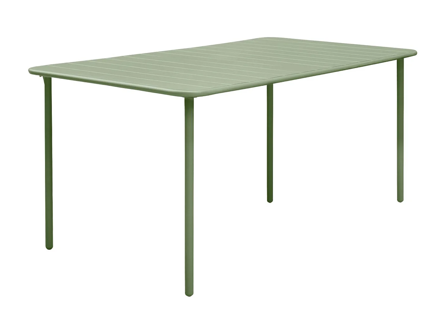 Table de jardin métal + 6 assises vert. acier traitement anti rouille