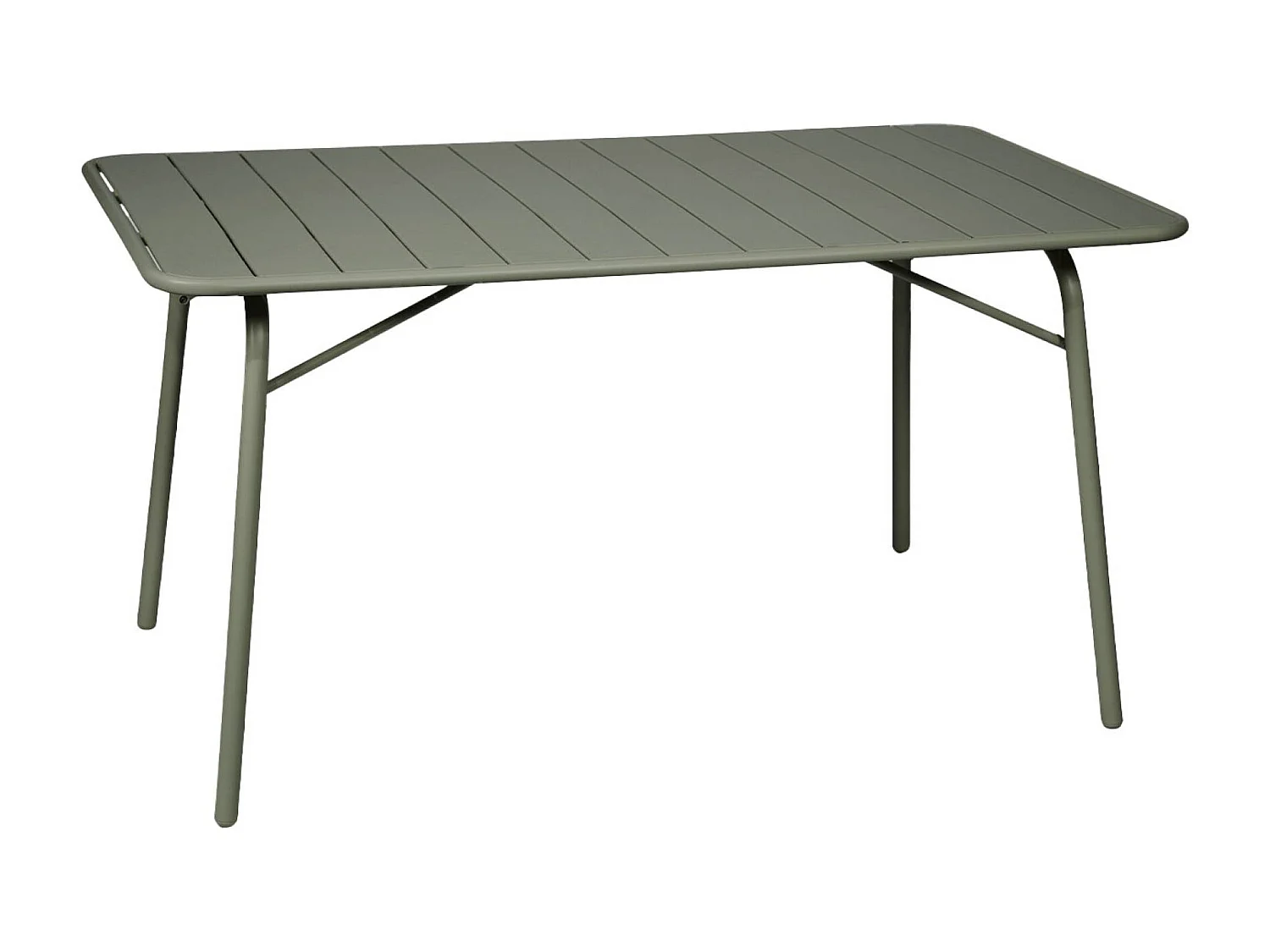 Table de jardin pliante métal + 6 assises. Amelia. kaki. 141.2 x 80 x 72.5cm