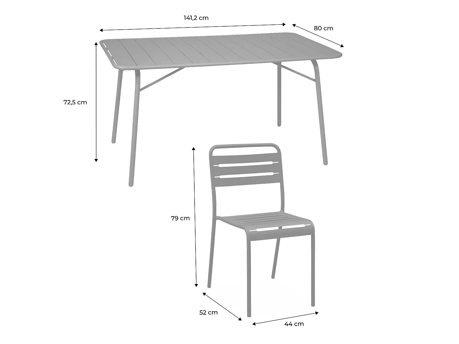 Set tavolo da giardino bistrot pieghevole in metallo con 6 sedie,