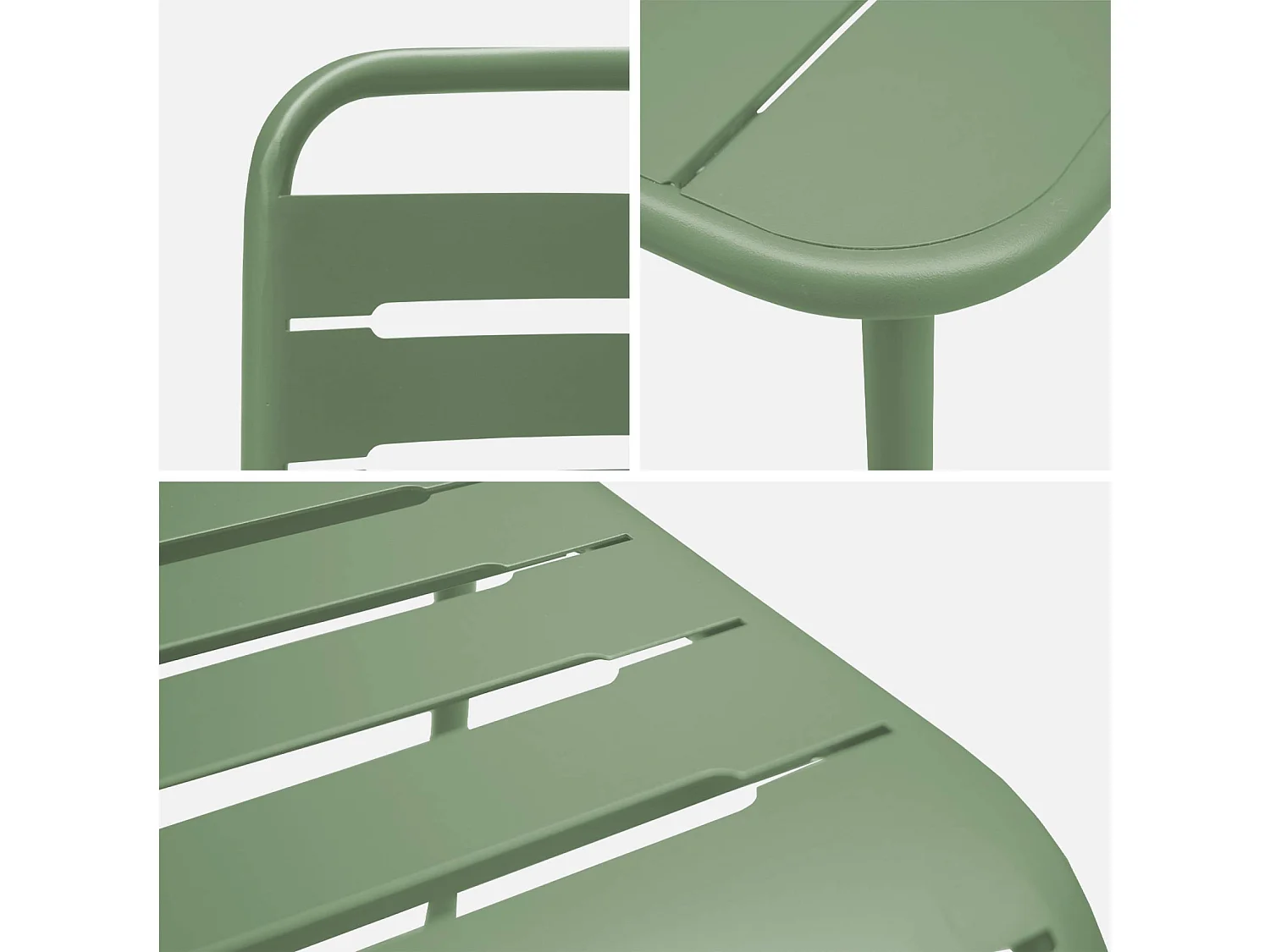 Table de jardin métal + 2 assises vert Amélia
