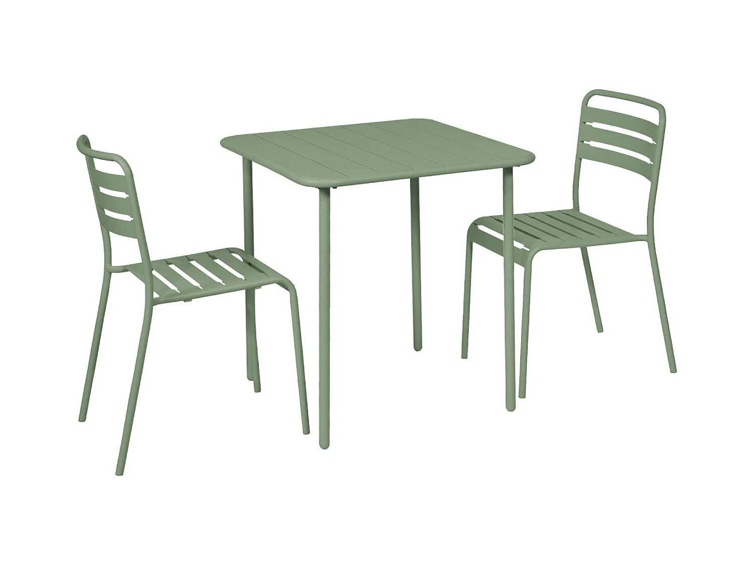 Set tavolo da giardino in metallo con 2 sedie, verde