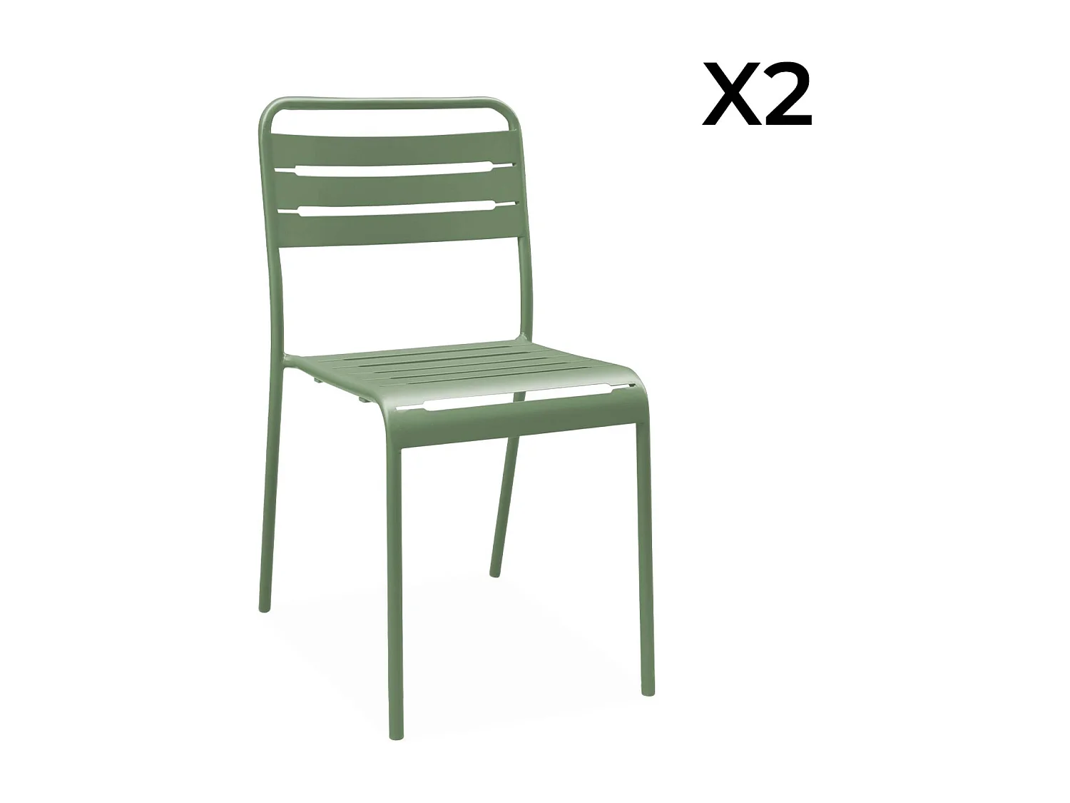Table de jardin métal + 2 assises vert Amélia