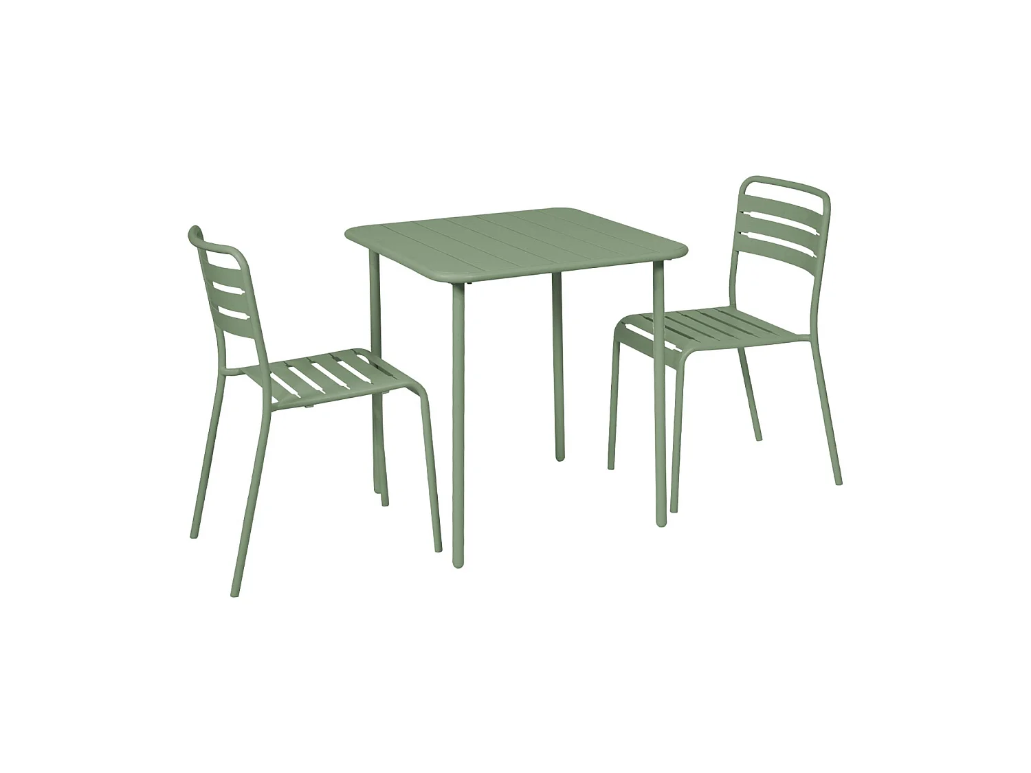 Table de jardin métal + 2 assises vert Amélia