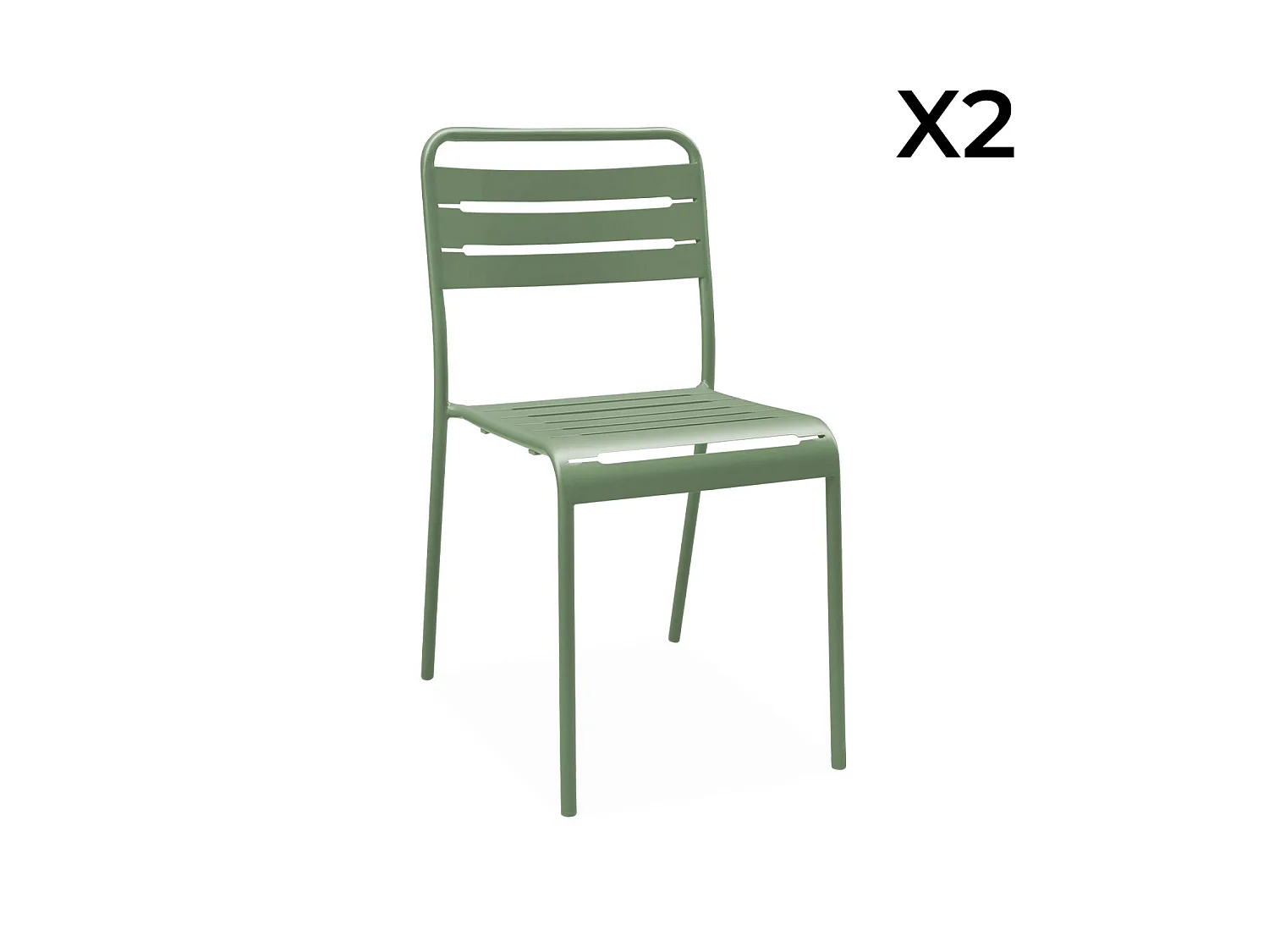 Table de jardin métal + 2 assises vert Amélia