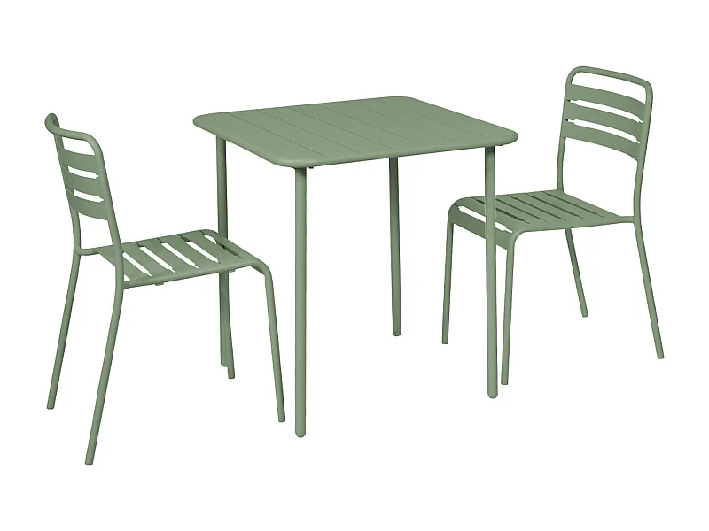 Set tavolo da giardino bistrot in metallo con 2 sedie, verde