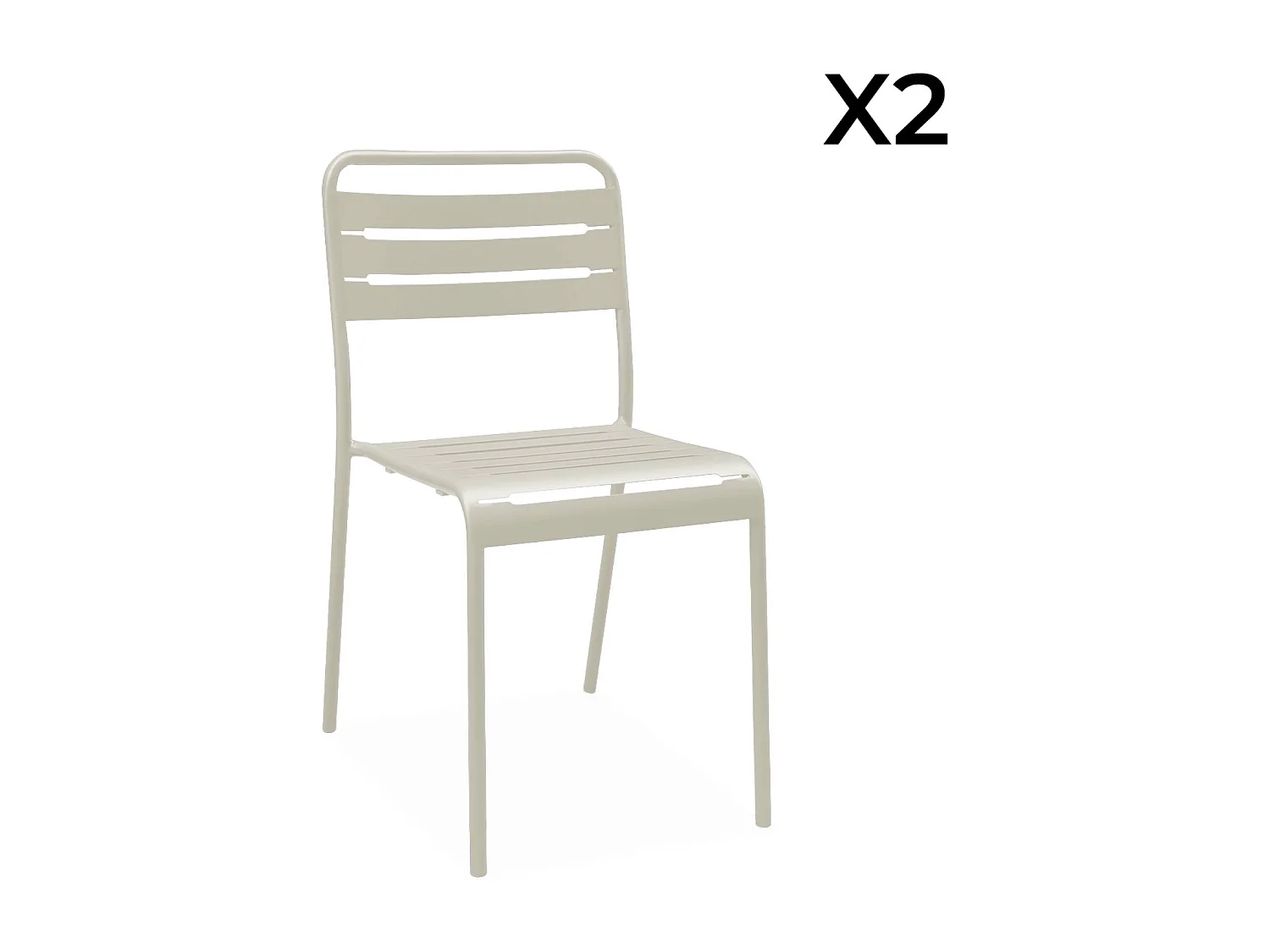 Mesa de jardín de metal con 2 sillas beige