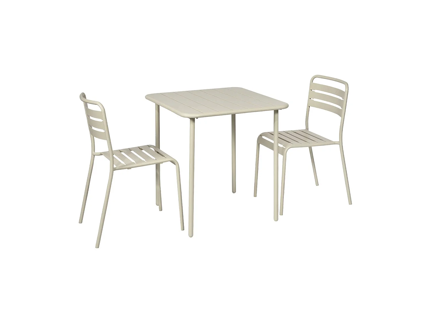 Mesa de jardín de metal con 2 sillas beige