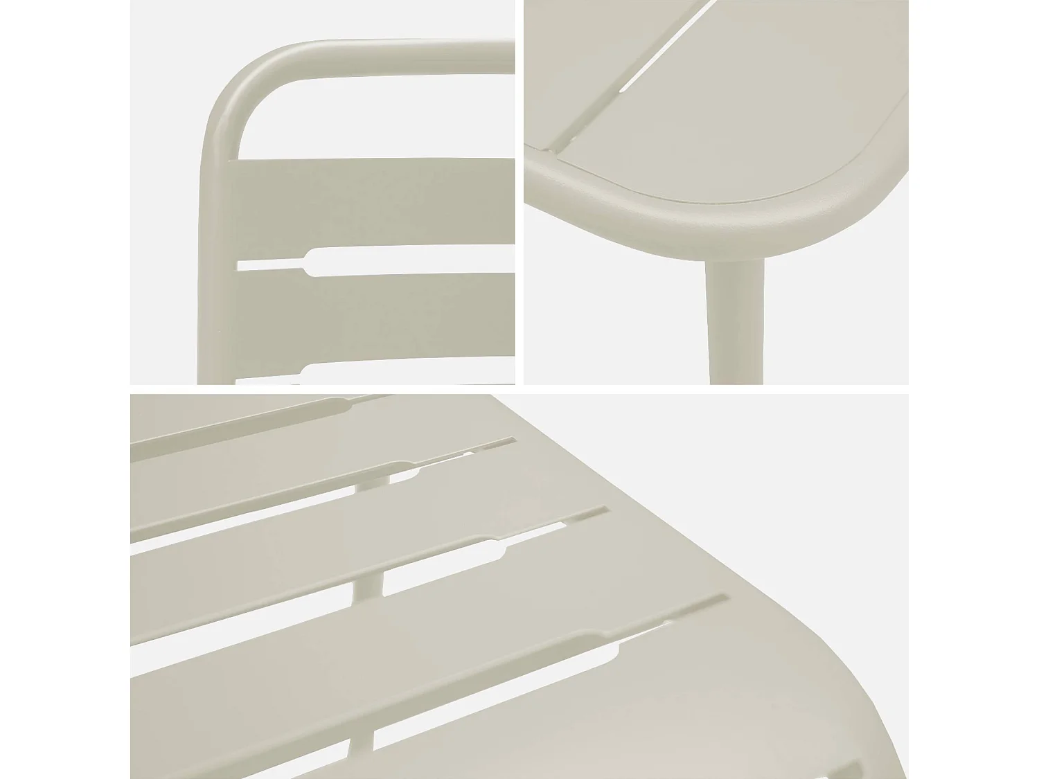 Mesa de jardín de metal con 2 sillas beige