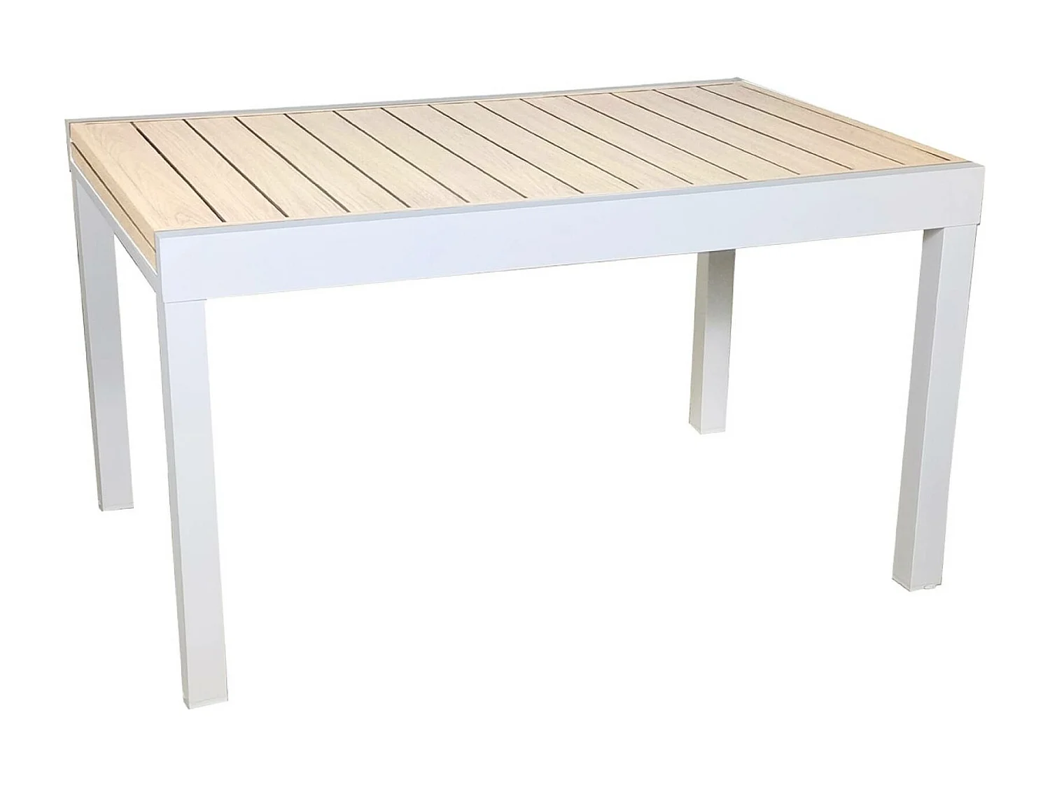 Table de jardin extensible aluminium + 8 assises aluminium et textilène. blanc. 270 x 90 x 75 cm