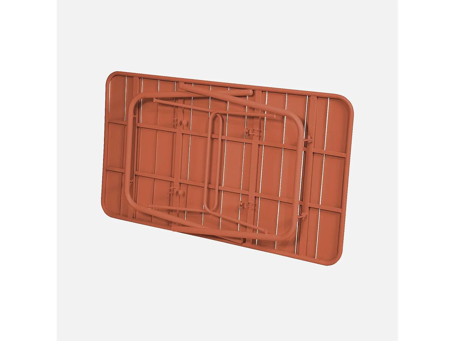 Tavolo da giardino pieghevole in metallo con 6 sedie, terracotta