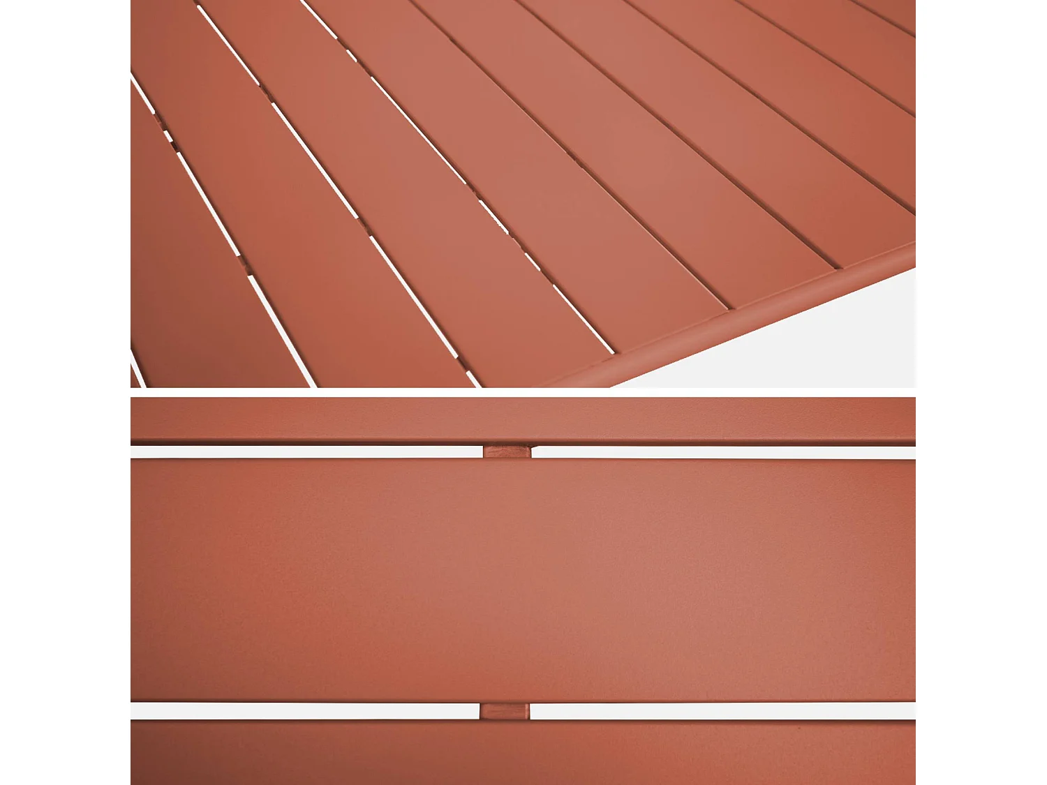 Tavolo da giardino pieghevole in metallo con 6 sedie, terracotta