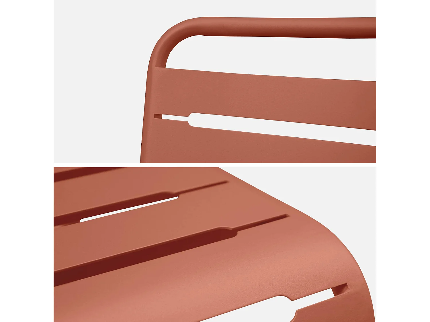 Tavolo da giardino pieghevole in metallo con 6 sedie, terracotta