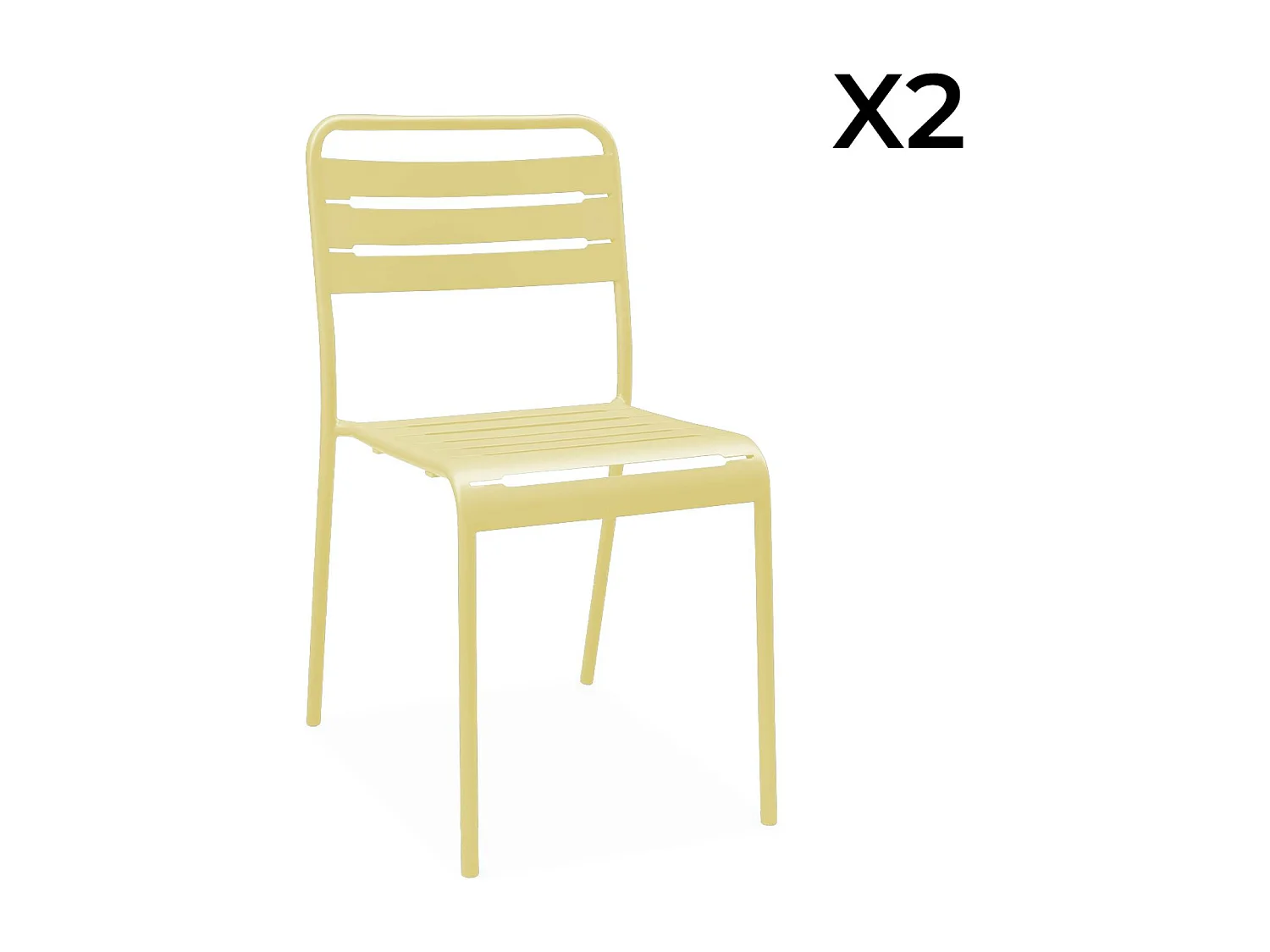 Set tavolo da giardino in metallo con 2 sedie, giallo