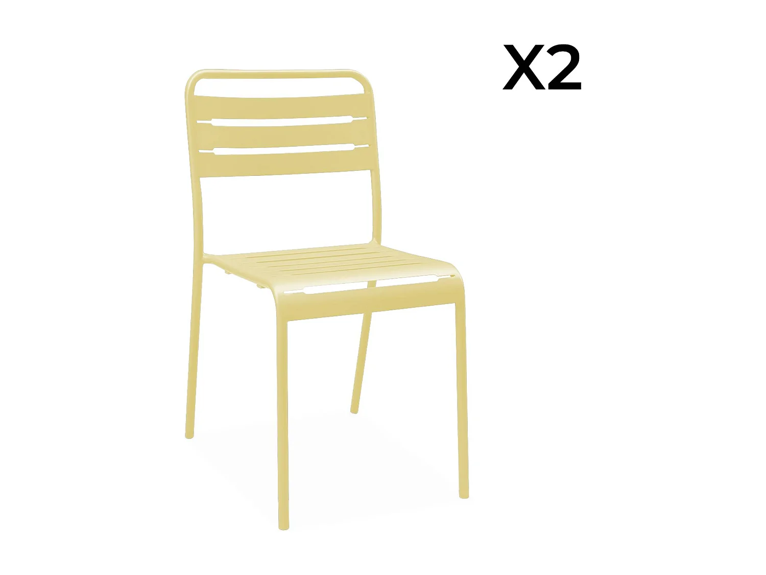 Table de jardin métal + 2 assises jaune Amélia
