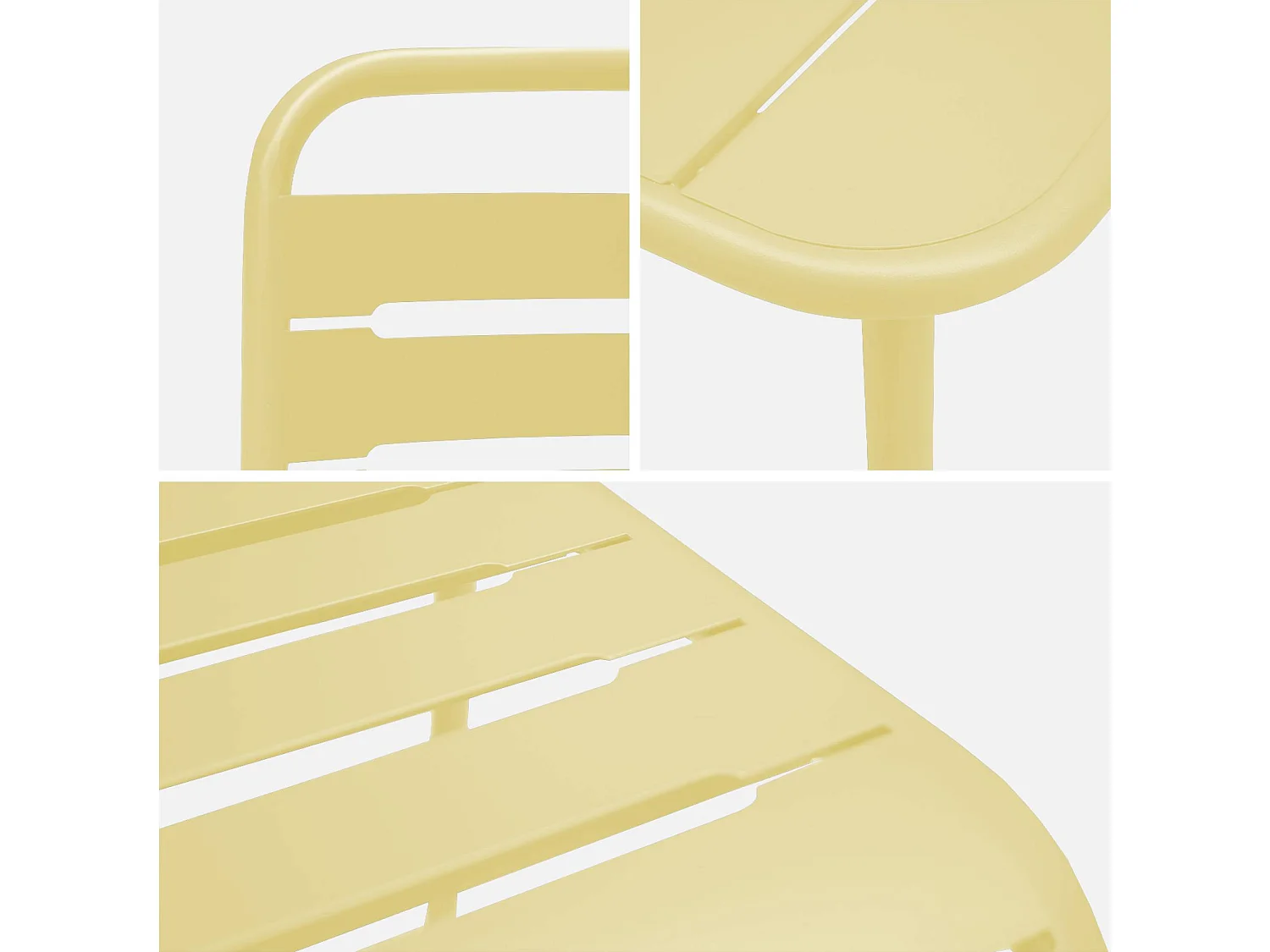 Mesa de jardín de metal con 2 sillas amarillo