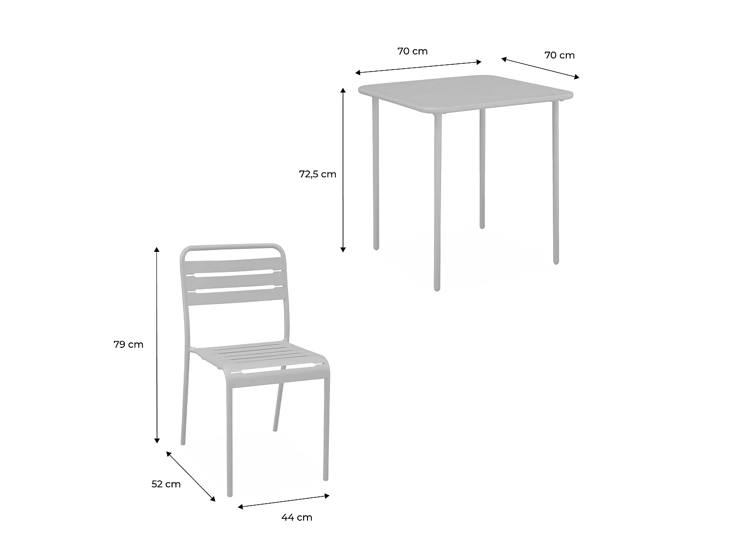 Set tavolo da giardino bistrot in metallo con 2 sedie, giallo