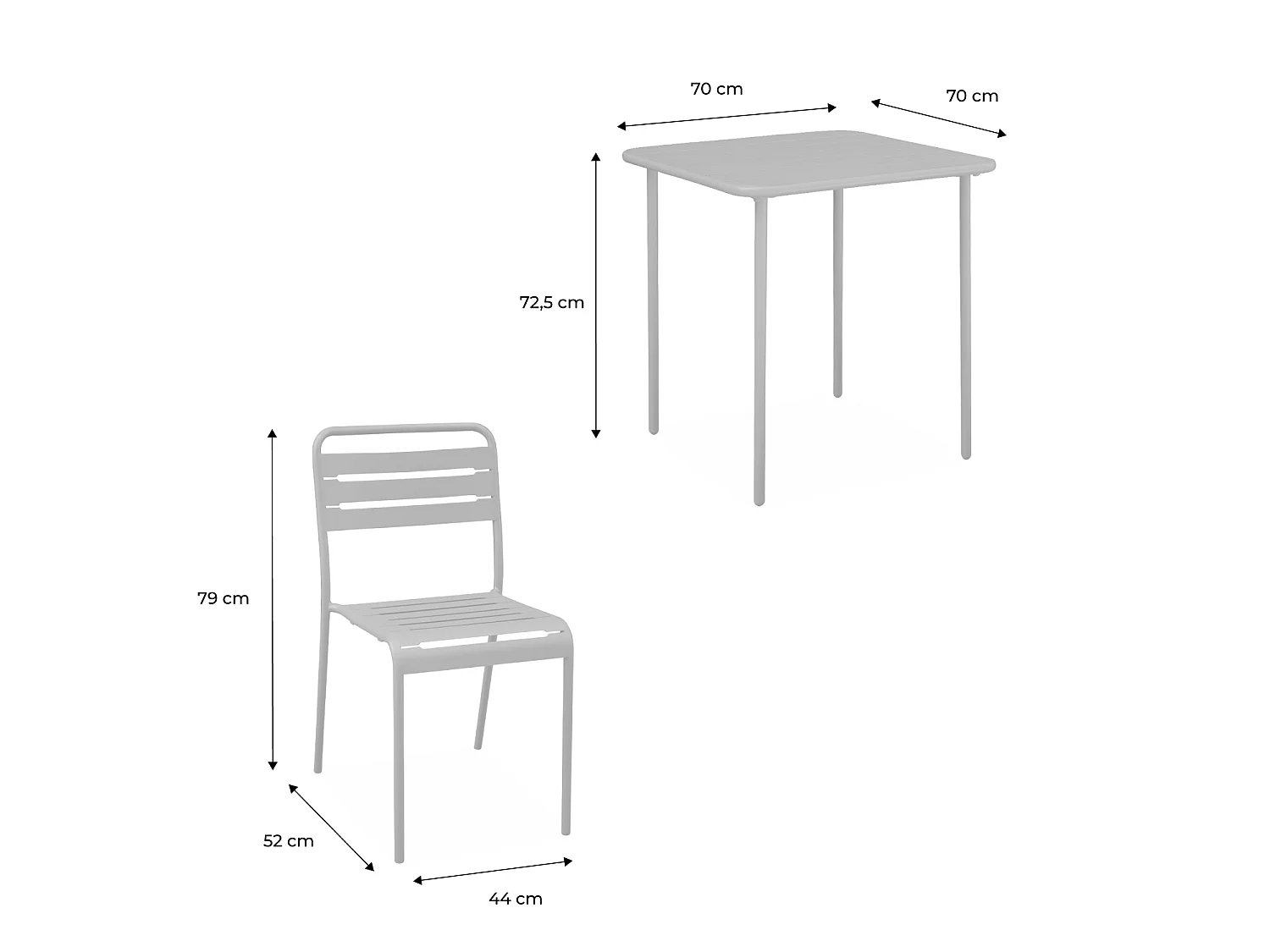 Set tavolo da giardino bistrot in metallo con 2 sedie, giallo