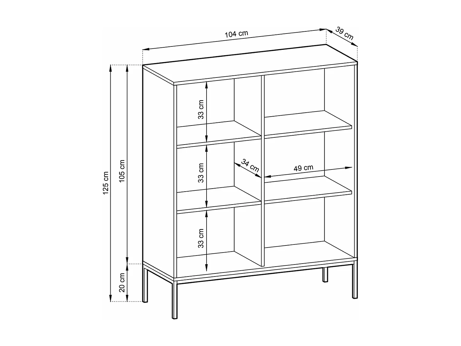 Buffet haut - 104 cm - grėge avec pieds dorés - VELLORE