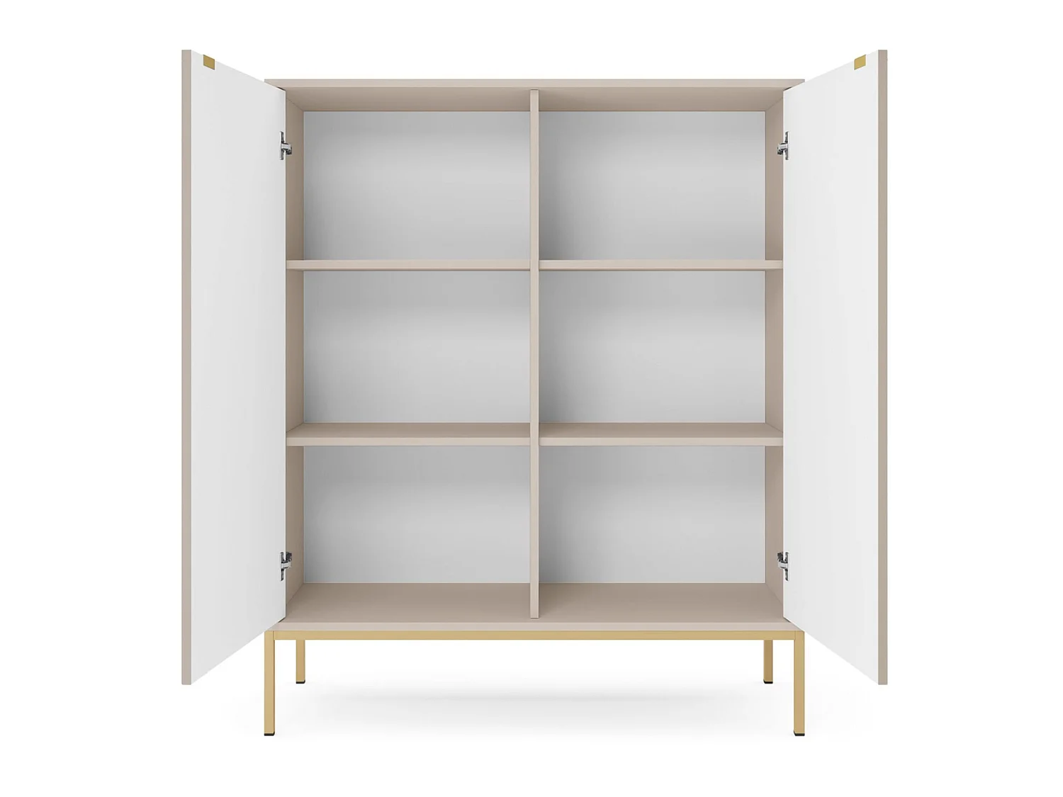 Buffet haut - 104 cm - grėge avec pieds dorés - VELLORE