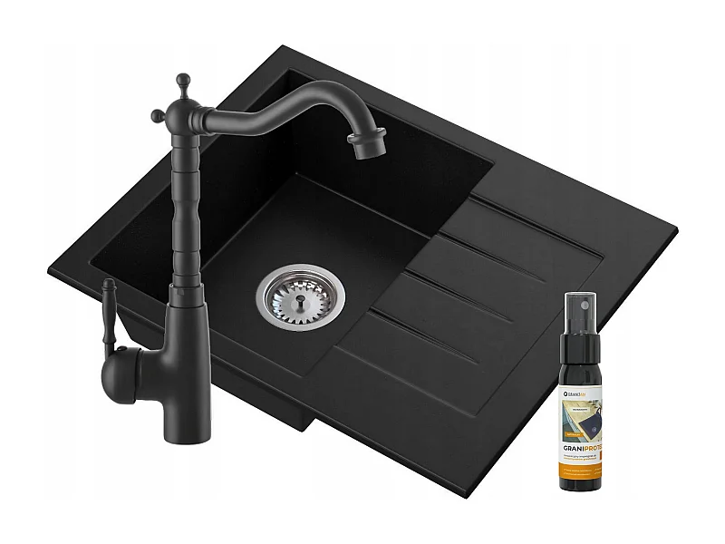 Evier granit rétro mitigeur siphon mural