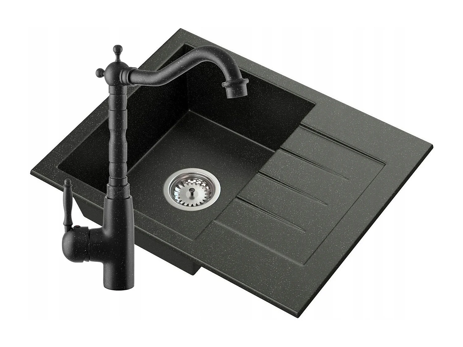 Evier granit rétro mitigeur siphon mural