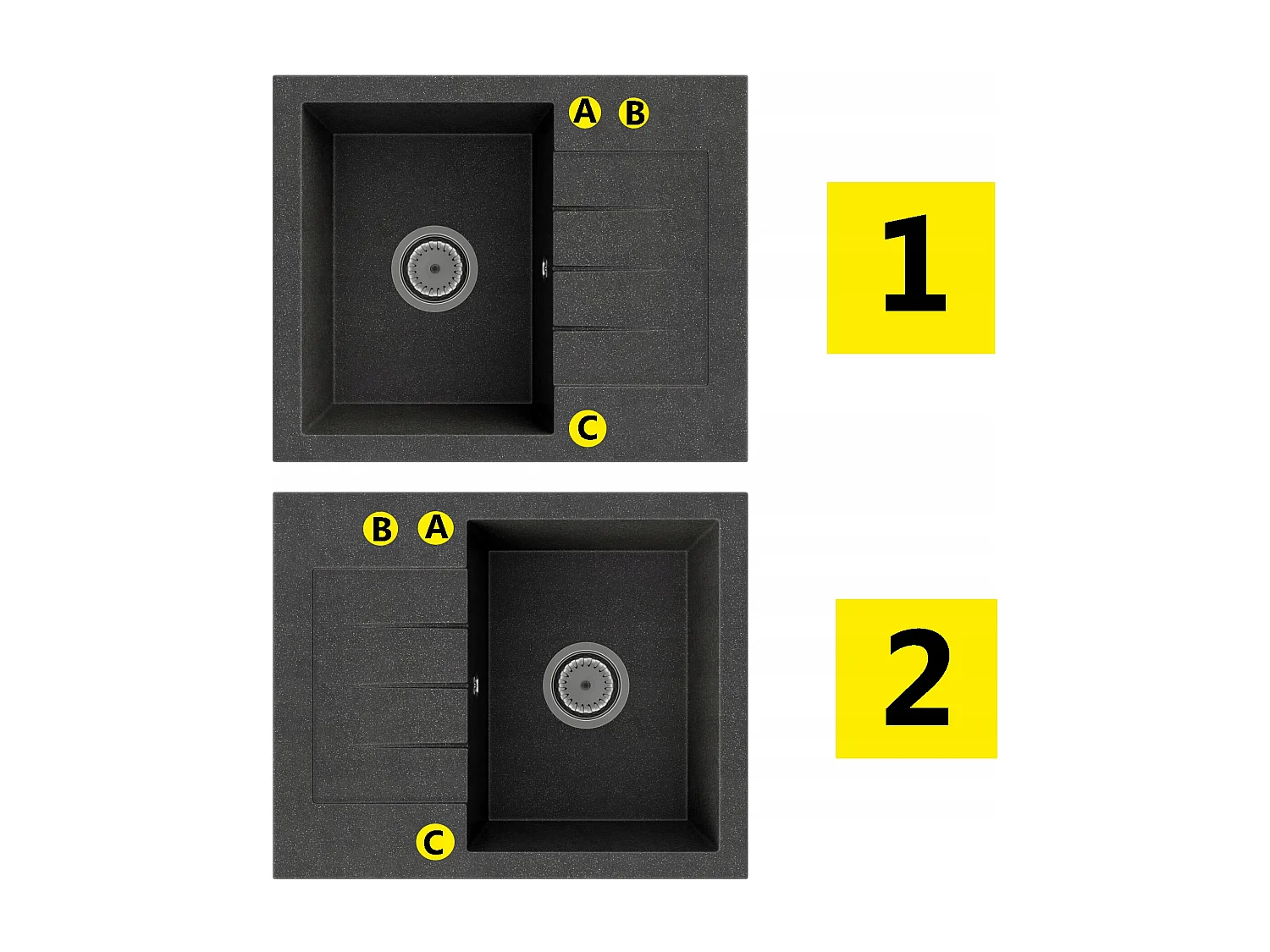 Evier granit rétro mitigeur siphon mural