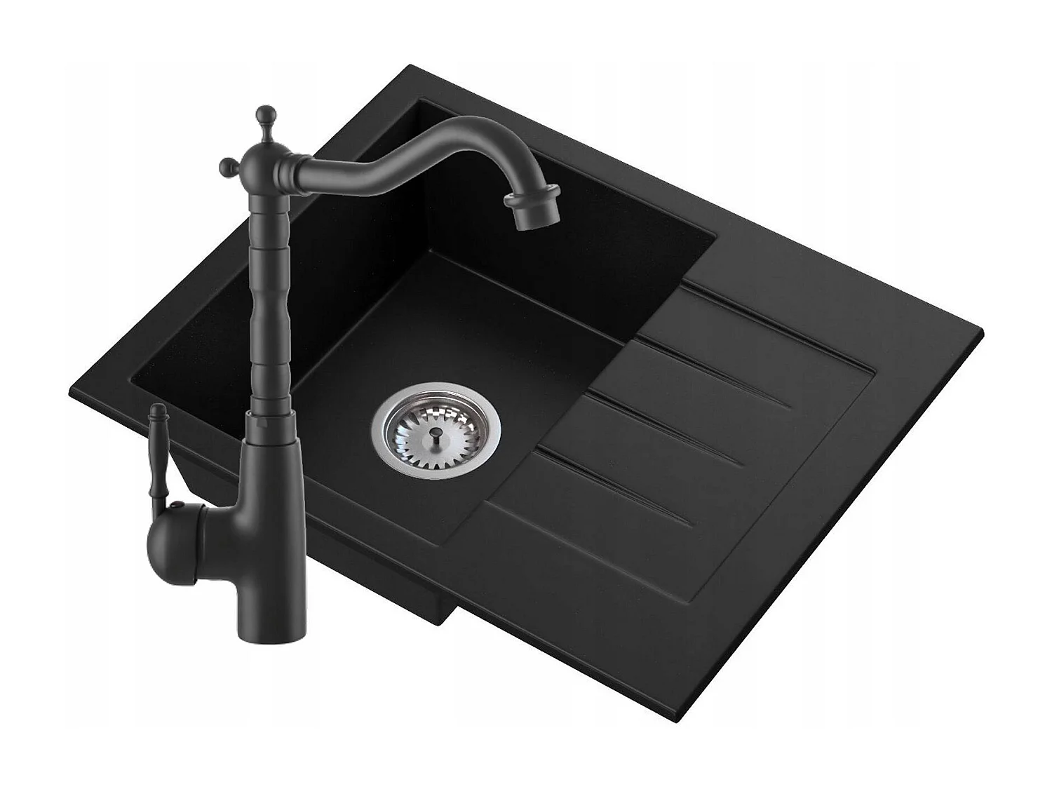 Evier granit rétro mitigeur siphon mural