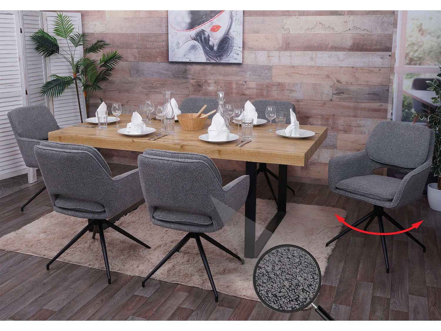 Eetkamerstoel MCW-N74 (set van 6),  grijs