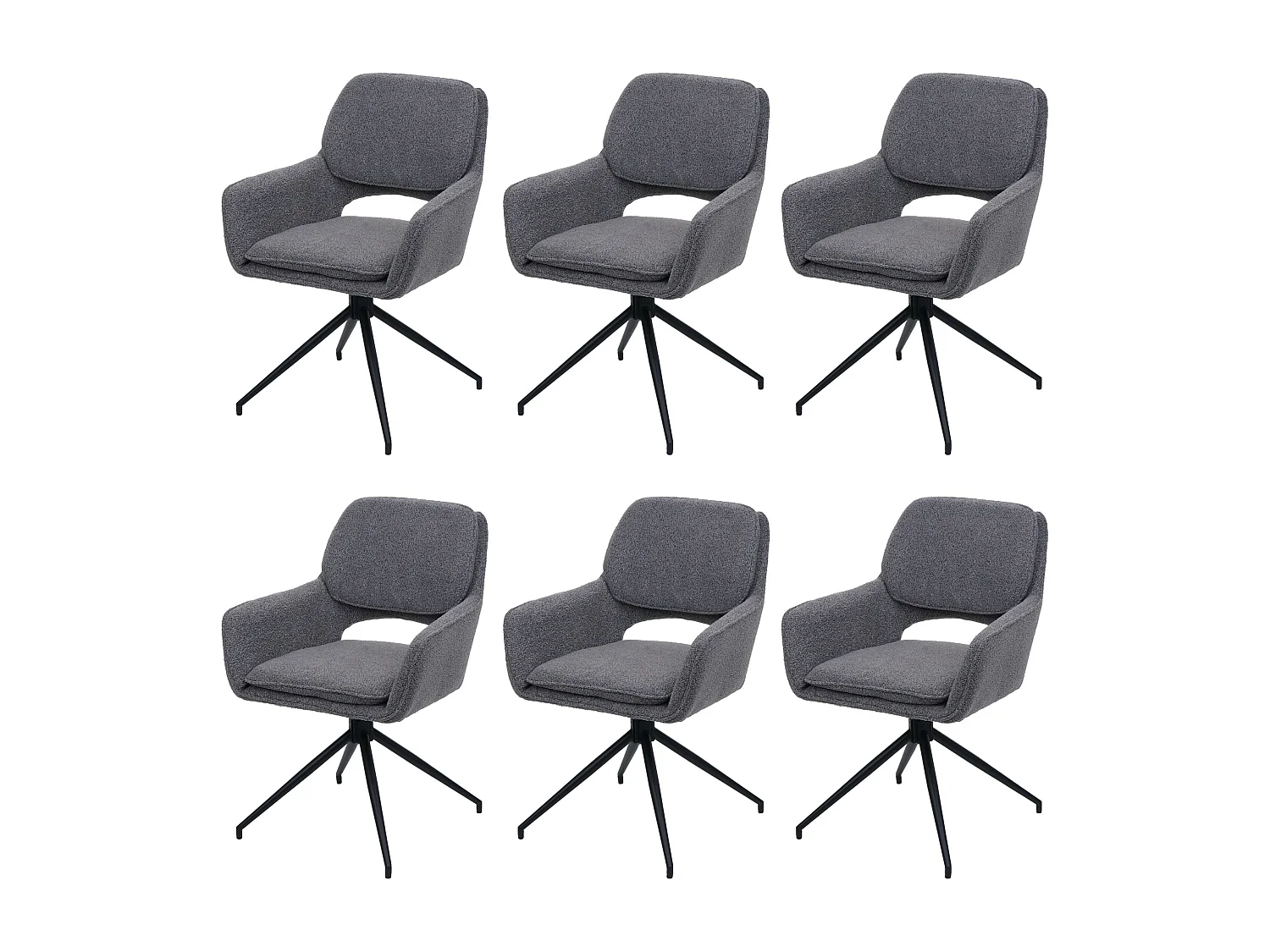 Eetkamerstoel MCW-N74 (set van 6),  grijs