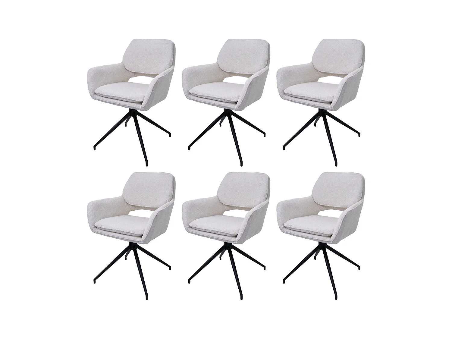 Chaise de salle à manger MCW-N74 (lot de 6),  crème
