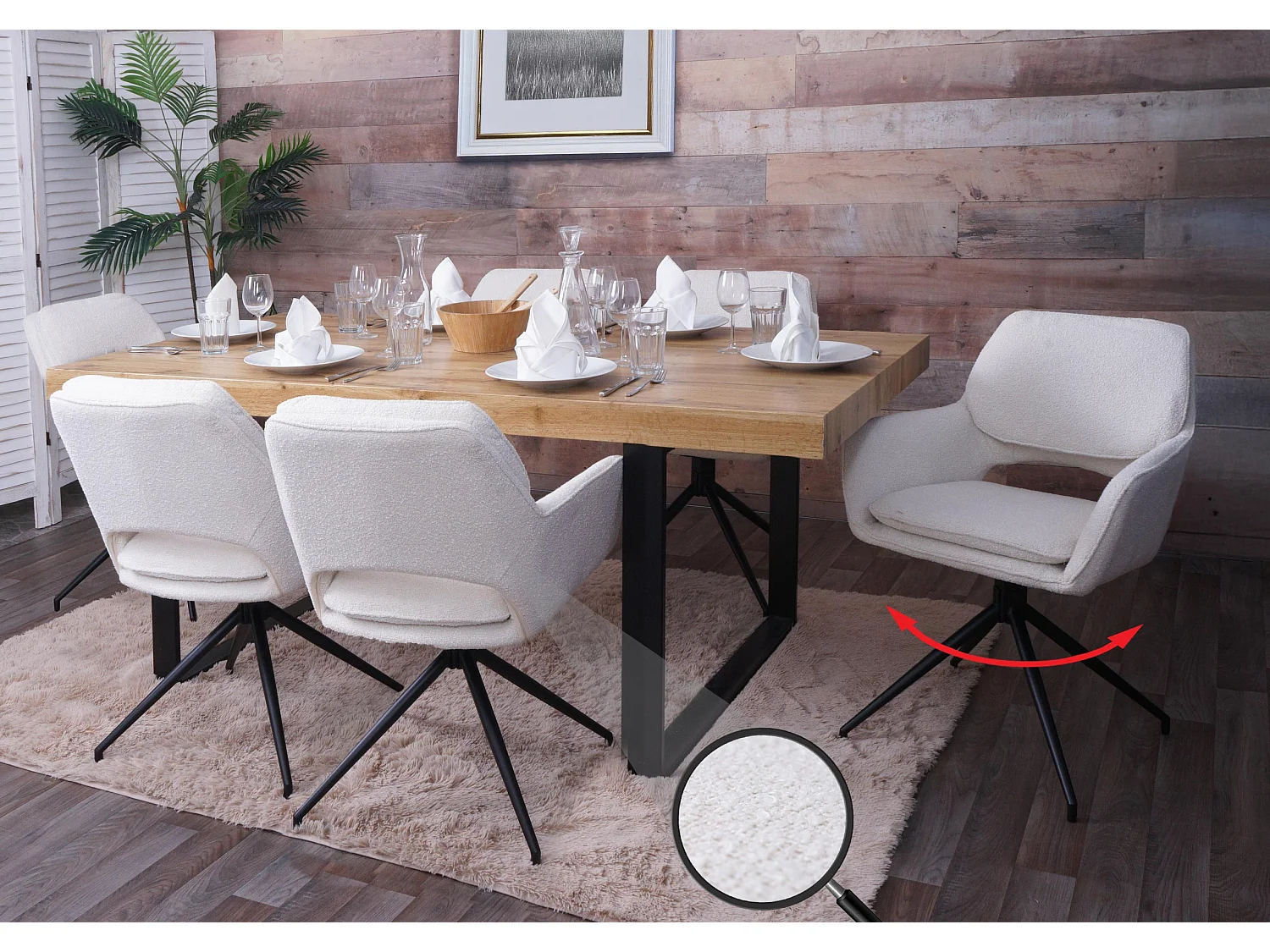 Eetkamerstoel MCW-N74 (set van 6),  crème