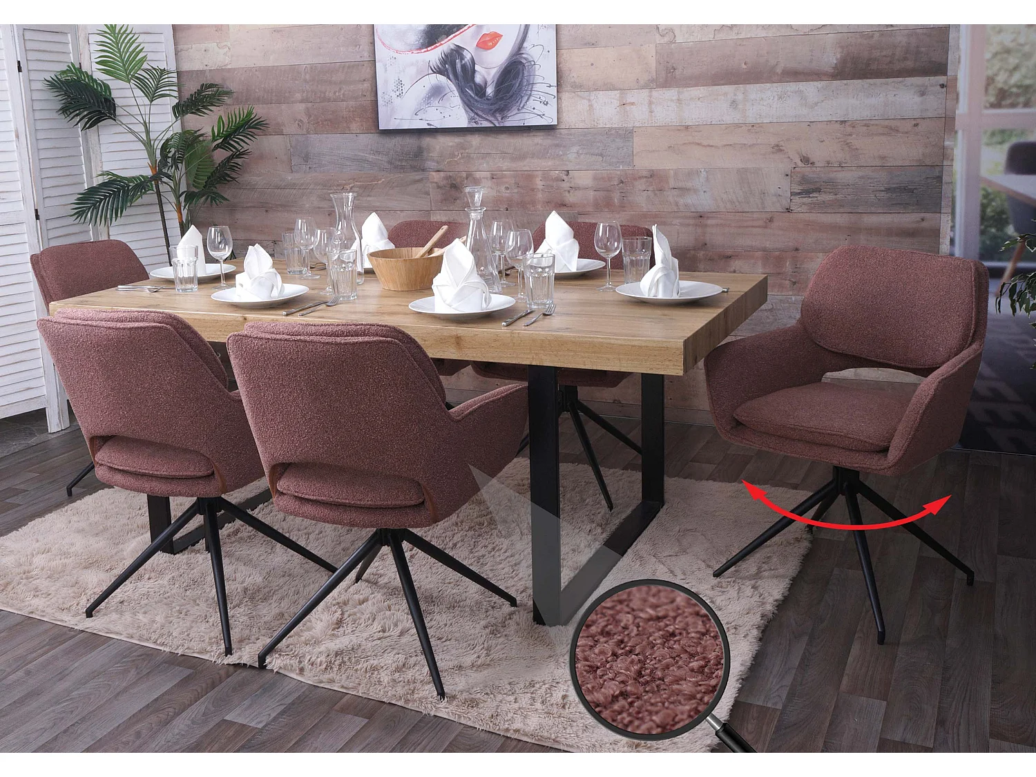 Chaise de salle à manger MCW-N74 (lot de 6),  marron clair