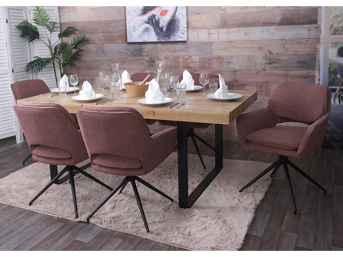 Chaise de salle à manger MCW-N74 (lot de 6),  marron clair