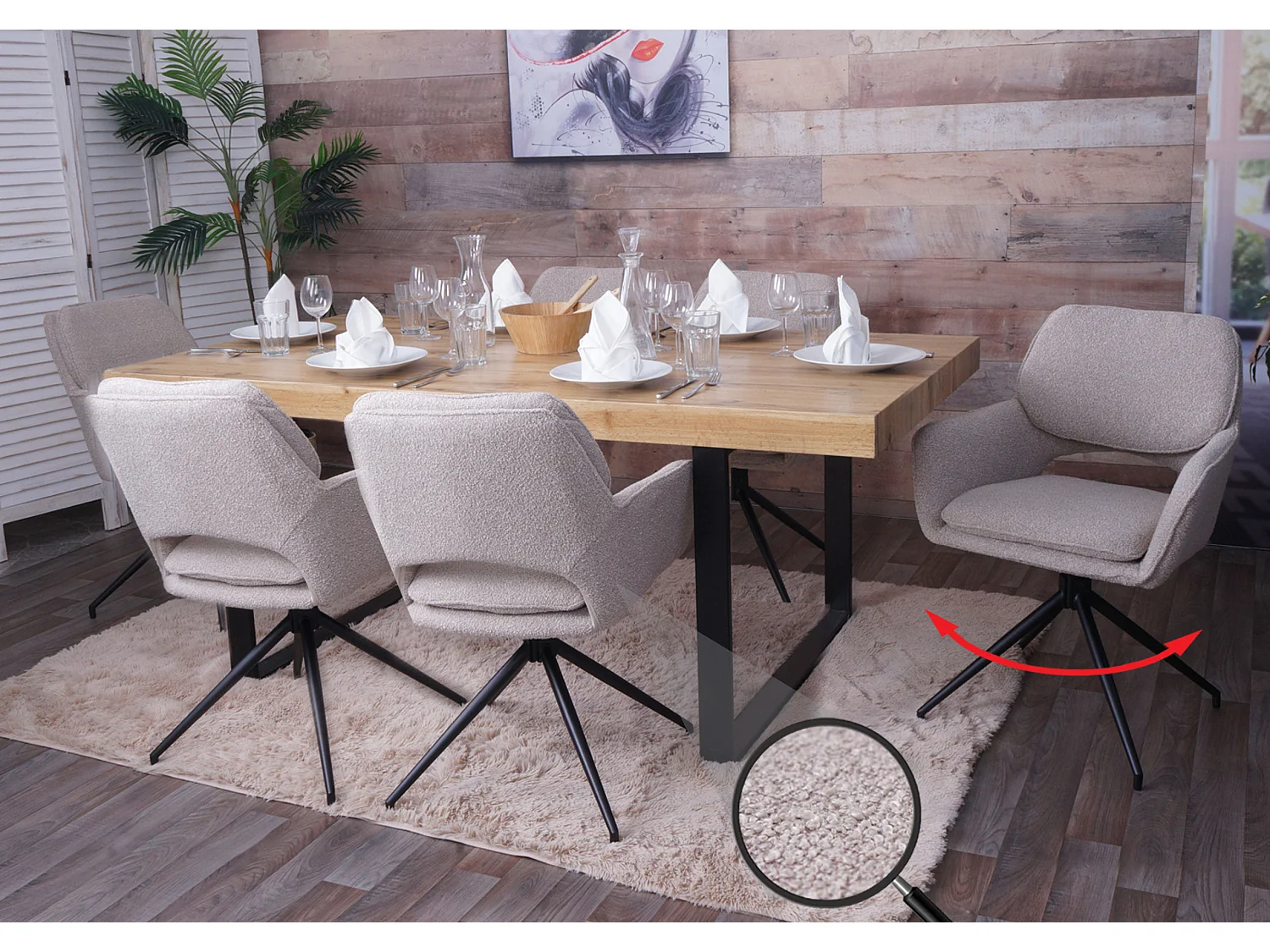 MCW-N74 cadeira de jantar (conjunto de 6),  bege