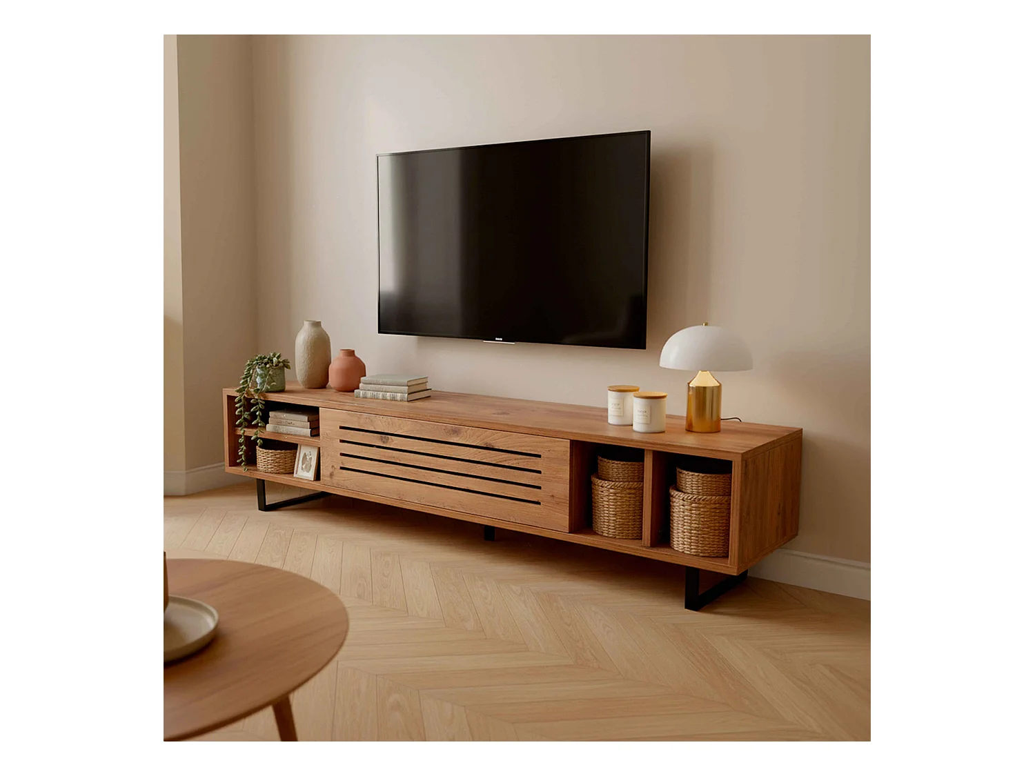 TV-meubel met donker houteffect van 160 cm