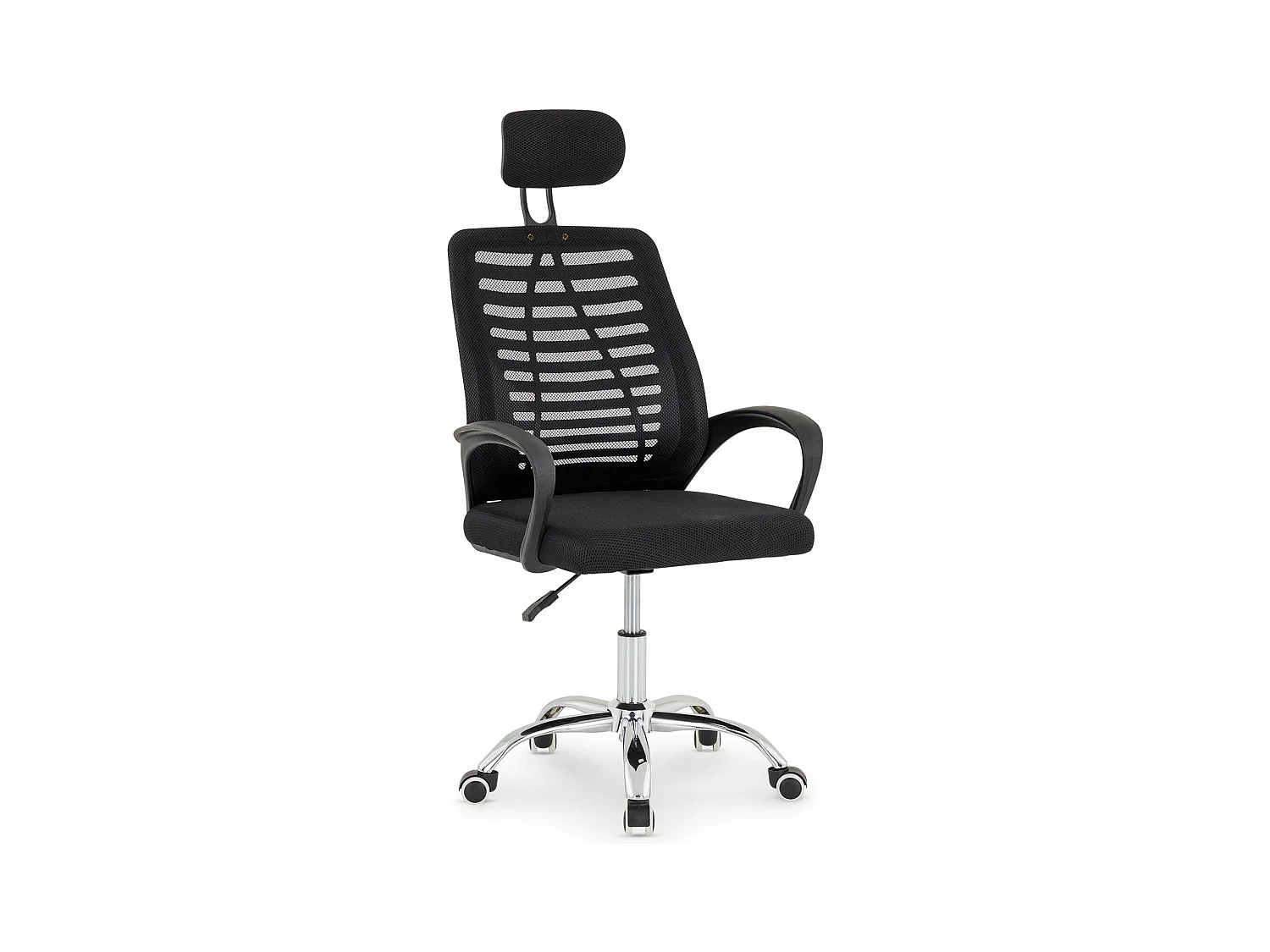 Chaise de bureau SEATTLE, Pivotante et réglable en hauteur, Tissu mesh, Avec accoudoirs et Repose-Tête, Noir