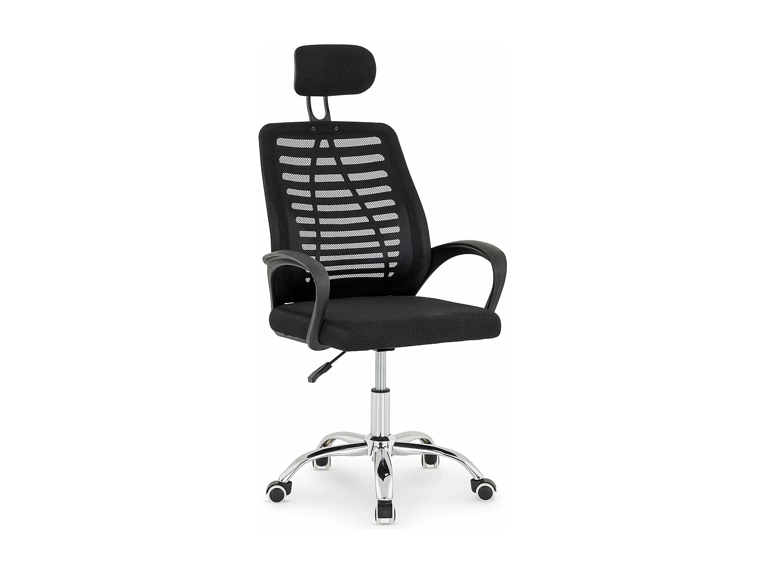 Chaise de bureau SEATTLE, Pivotante et réglable en hauteur, Tissu mesh, Avec accoudoirs et Repose-Tête, Noir