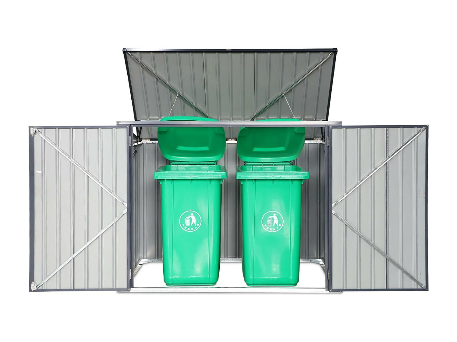 Cache poubelle double couleur gris anthracite. 1.75m²