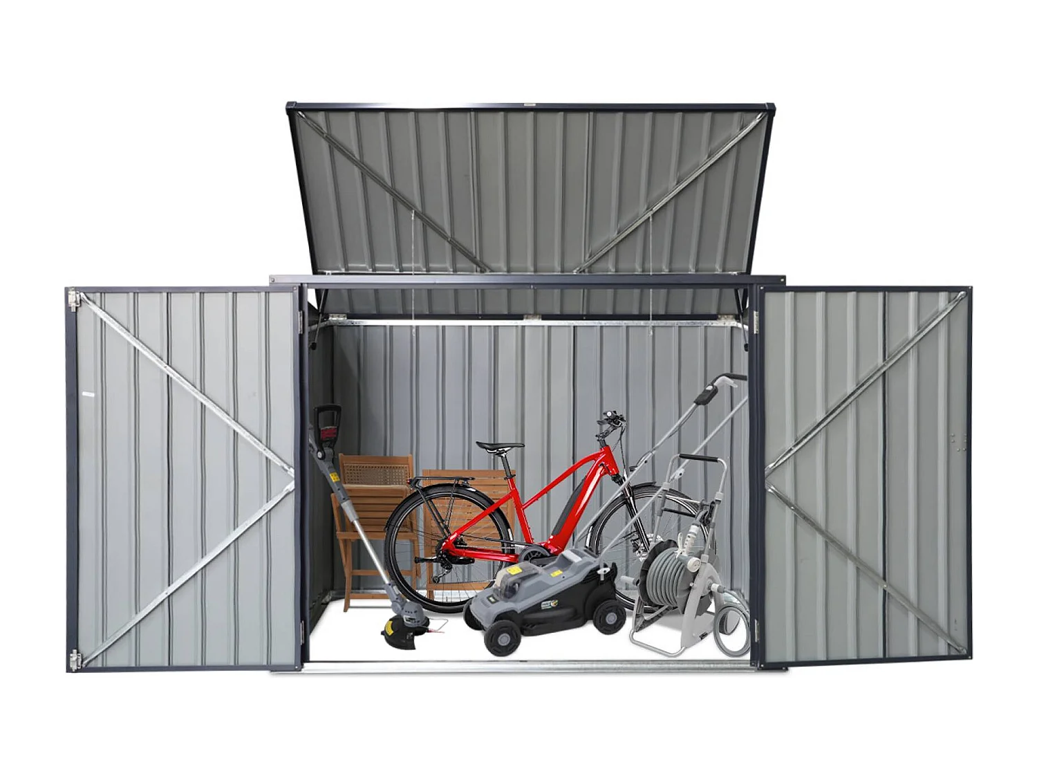 Cache poubelle double couleur gris anthracite. 1.75m²