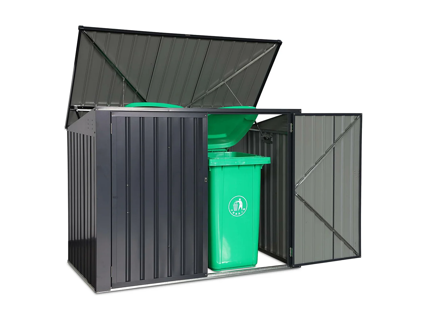 Cache poubelle double couleur gris anthracite. 1.75m²