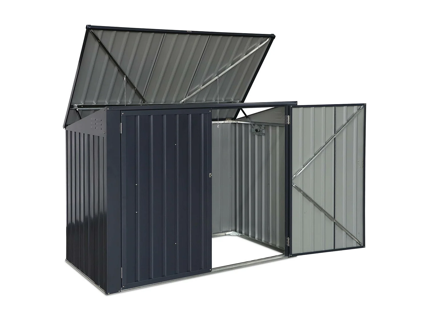 Cache poubelle double couleur gris anthracite. 1.75m²