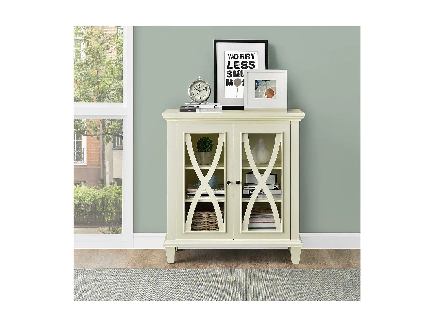 Kast met 2 deuren in MDF Ivoor