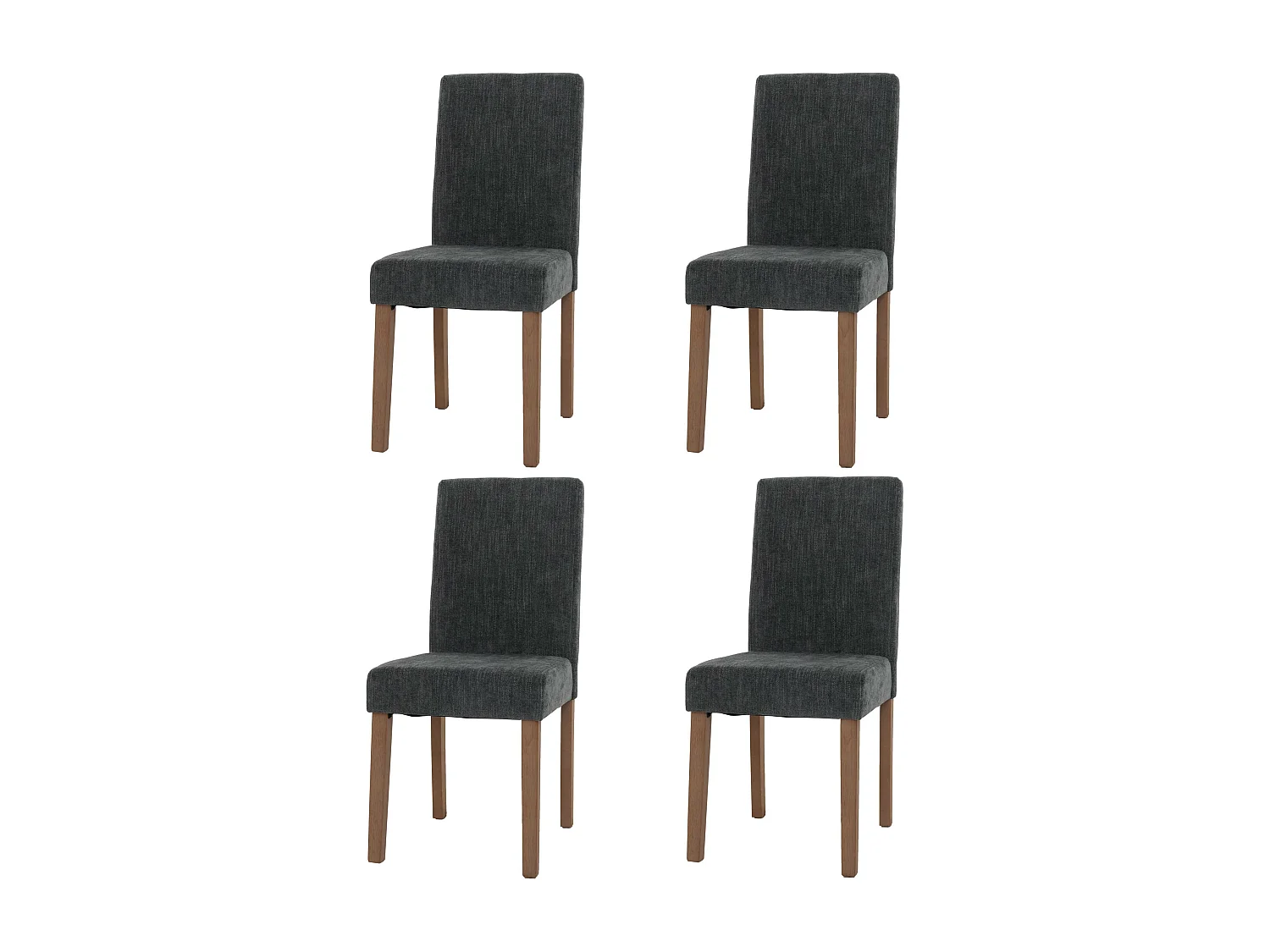 Set 4x sedie Littau tessuto ciniglia soggiorno cucina sala da pranzo legno 90x42x50cm grigio scuro