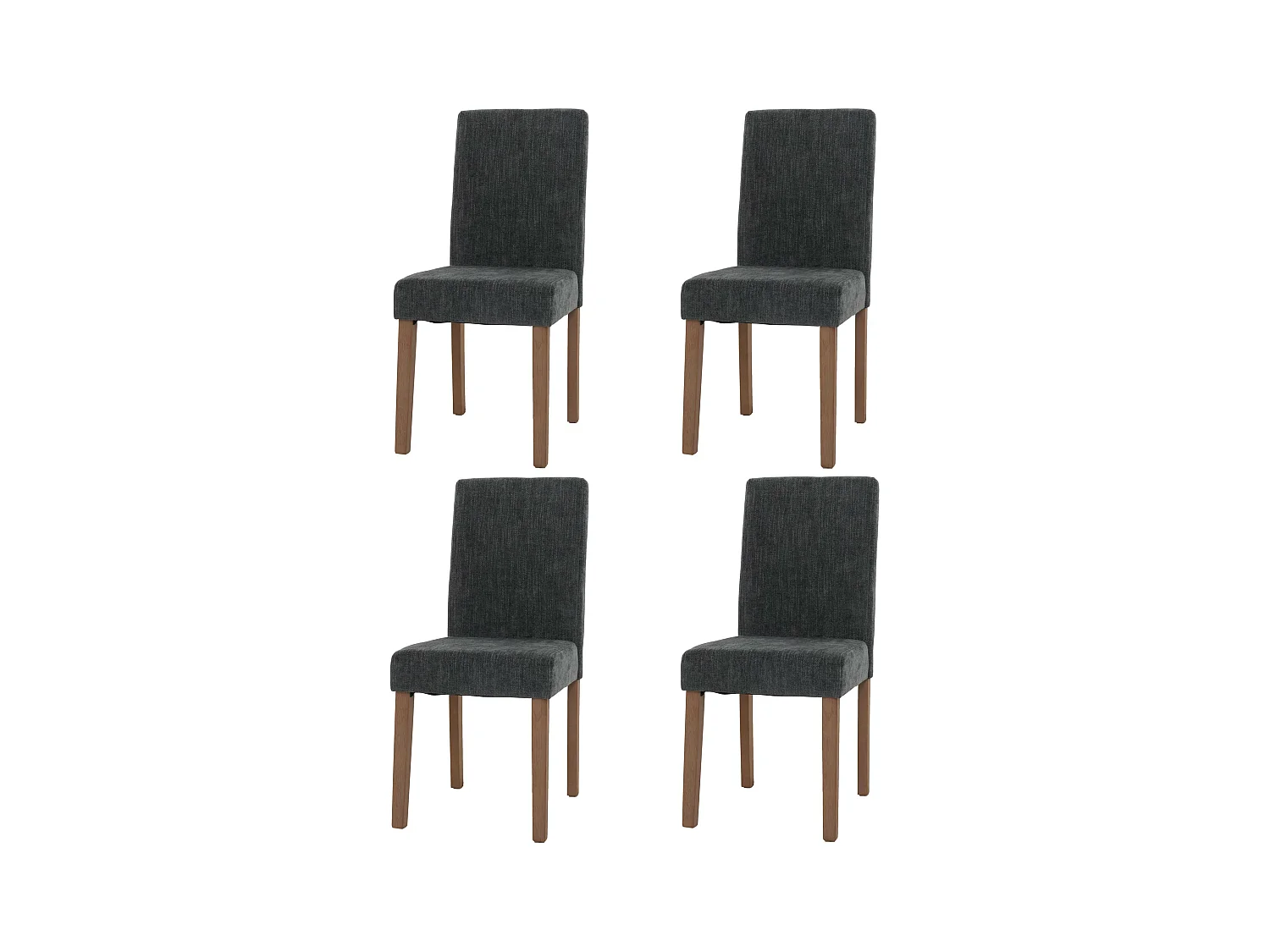 Chaise de salle à manger Littau Chenille (lot de 4),  gris foncé, pieds couleur naturelle