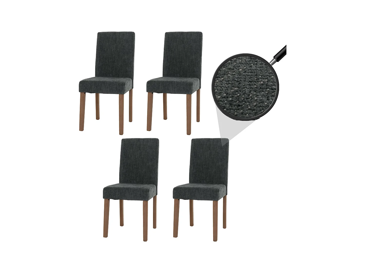 Chaise de salle à manger Littau Chenille (lot de 4),  gris foncé, pieds couleur naturelle