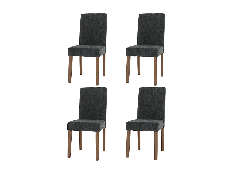 Chaise de salle à manger Littau Chenille (lot de 4),  gris foncé, pieds couleur naturelle