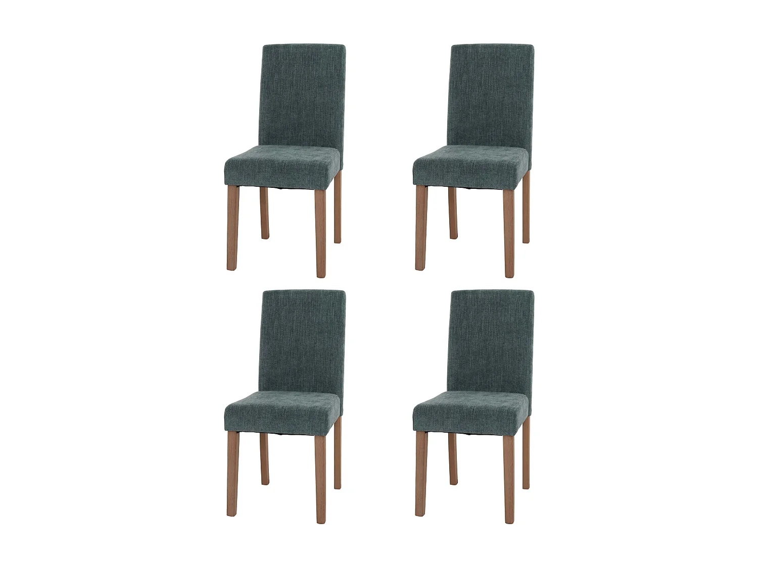 Eetkamerstoel Littau Chenille (set van 4),  groen, naturelkleurige poten