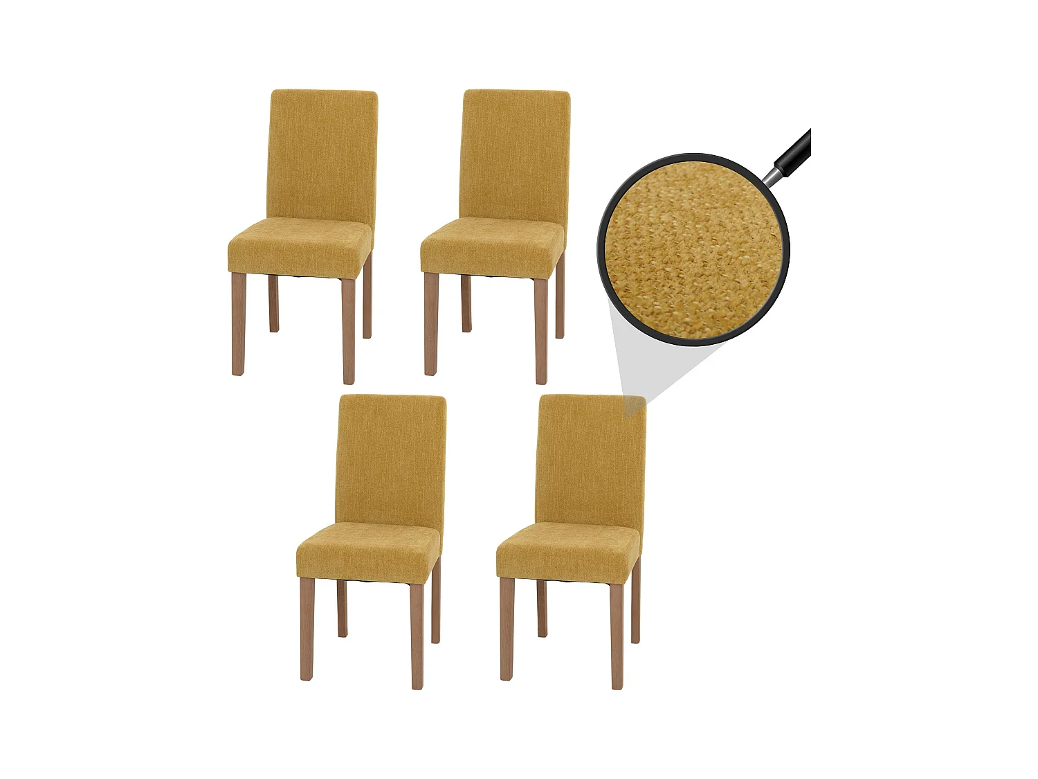 Chaise de salle à manger Littau Chenille (lot de 4),  jaune, pieds couleur naturelle