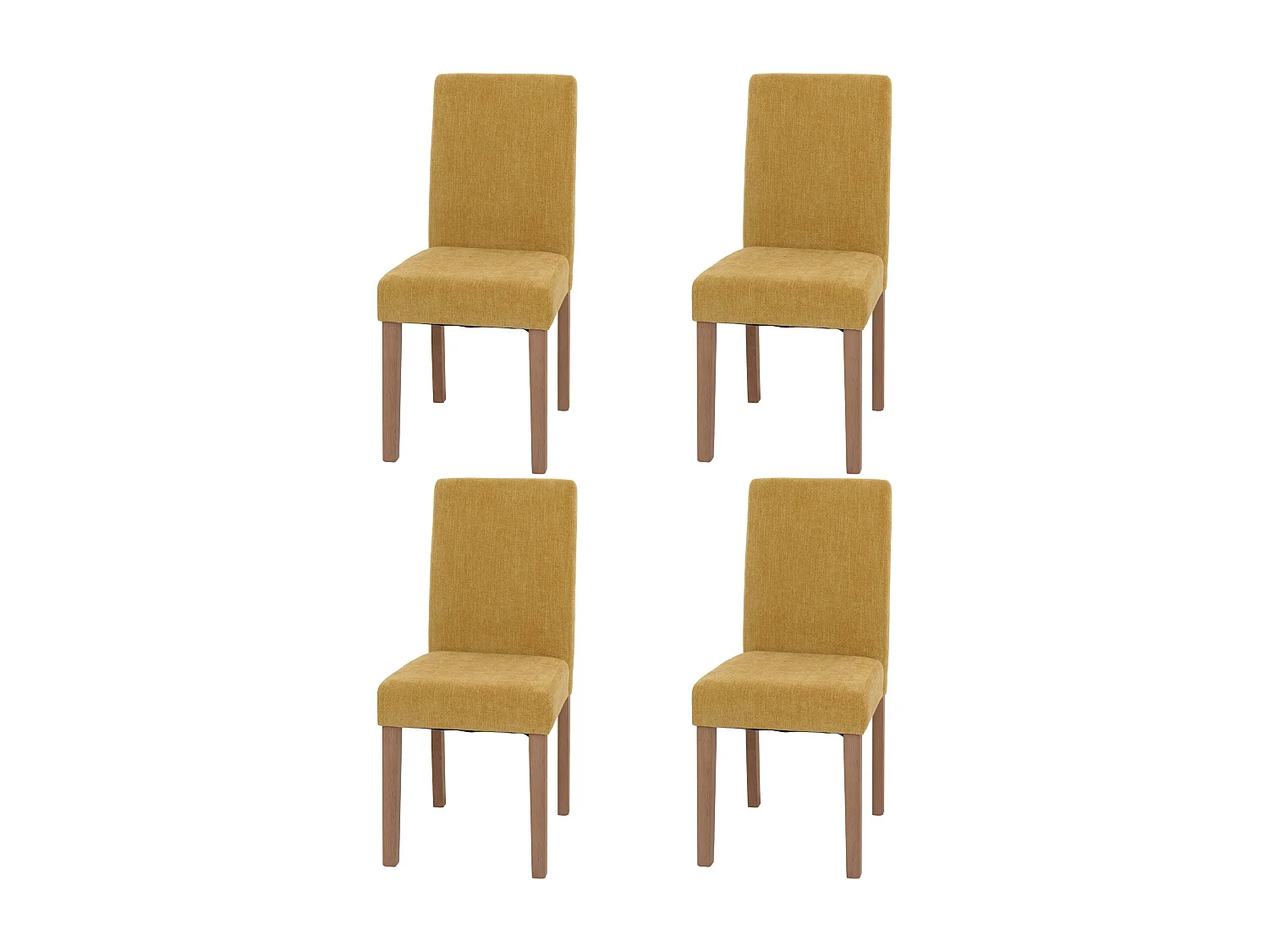 Chaise de salle à manger Littau Chenille (lot de 4),  jaune, pieds couleur naturelle