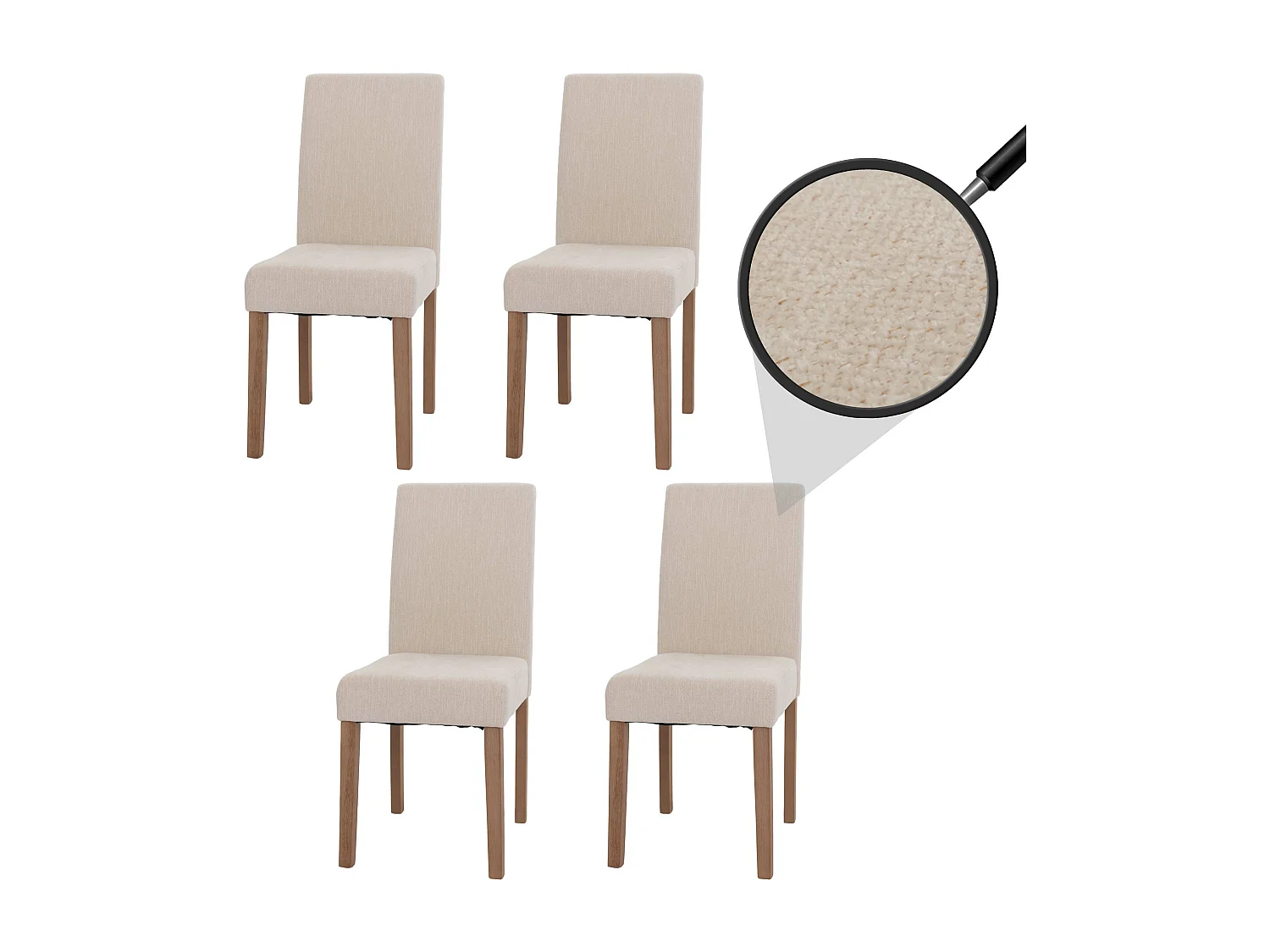 Cadeira de jantar Littau chenille (conjunto de 4),  creme, pernas de cor natural